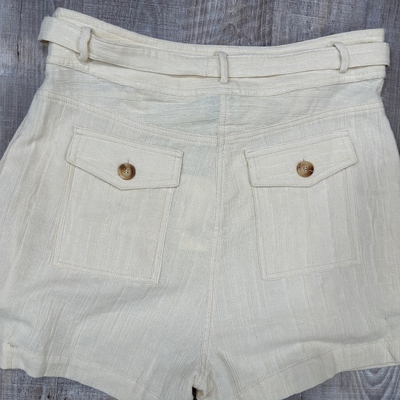 FRNCH Paris Millena Paper Bag Waist Shorts Sz L Cream Cotton NWT - Picture 9 of 14